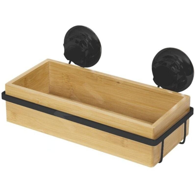 Petite étagère à ventouse bambou naturel et métal - Compactor
