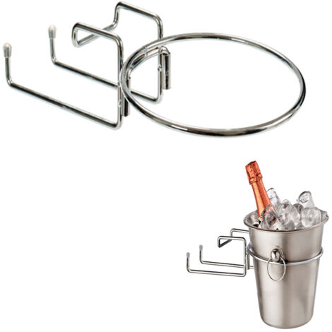 Porte seau à champagne de table en acier inoxydable – Diamètre 18 cm – Longueur 37 cm x Largeur 19,5 cm x Hauteur 8,2 cm – Argent – Bigbuy