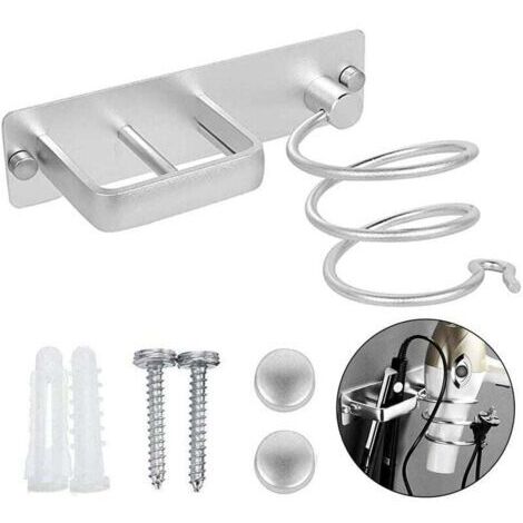 Porte Sèche Cheveux, Fer à Lisser Support de Porte Sèche Cheveux Mural en Aluminium, avec Range-câbles pour Ranger Le sèche-Cheveux, Le lisseur, Les brosses à Cheveux et Plus (1)