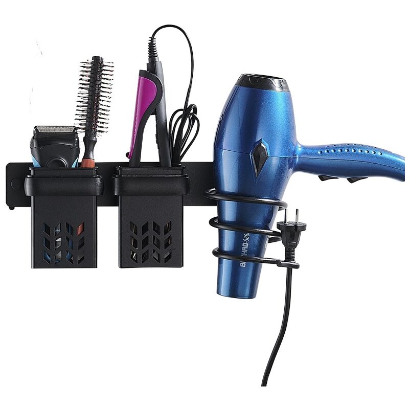 Porte-sèche-cheveux mural,Support mural pour sèche-cheveux et lisseur,Support de câble avec trous de fixation,Organisateur de salle de bain
