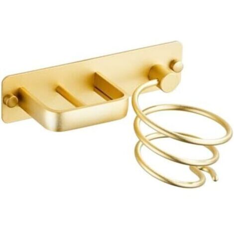 Porte Sèche Cheveux. Support de Lisseur avec Range-Câbles. Support Mural en Métal pour Ranger Le sèche-Cheveux. Le lisseur. Les brosses à Cheveux et Plus (Or)
