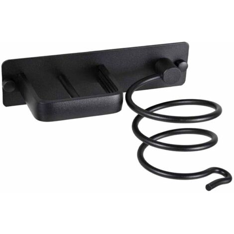 Porte Sèche Cheveux Support de Lisseur en Aluminium avec Range-Câbles Mural Fer à Lisser Brosses à Cheveux pour Organisateur Hôtel de Chambre à Coucher de Salle de Bain Salon de Coiffure Noir