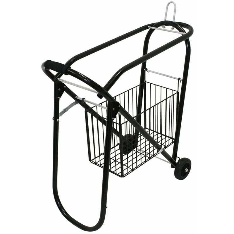 Porte-selle de basketball pliable en métal à deux roues et conteneur