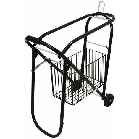 Porte-selle de basketball pliable en métal à deux roues et conteneur