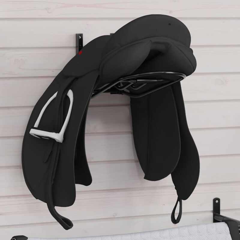 Porte-selle pliable mural noir fer