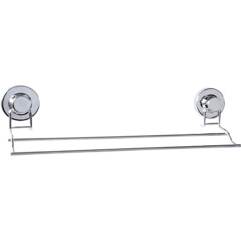 Homemaison – Porte-serviette à 2 barres en chrome – Installation sans perçage – Capacité jusqu'à 5 kg – Système de ventouse à vide d'air