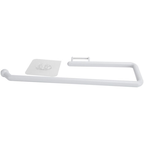 Porte-Serviette adhésif mural polyvalent pour cuisine et salle de bain, support papier toilette/rouleau, blanc PP, 28.5cm sans perçage