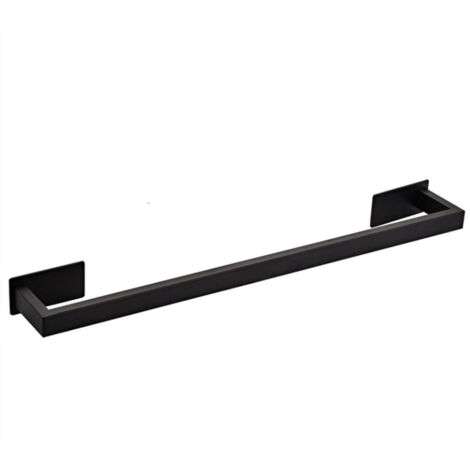 Porte-serviette auto-adhésif en acier inoxydable noir 40cm – Installation facile sans perçage – Pour surfaces lisses – Salle de bain – Ideko