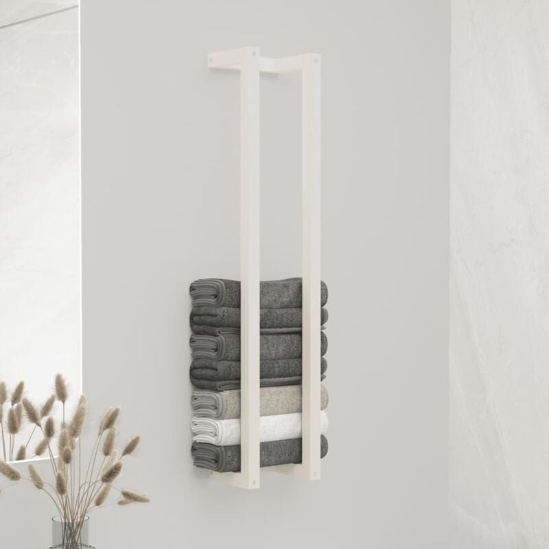 Vidaxl - Porte-serviette Blanc 23x18x110 cm Bois de pin massif