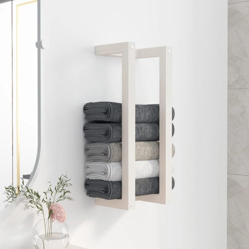 Vidaxl - Porte-serviette Blanc 23x18x60 cm Bois de pin massif