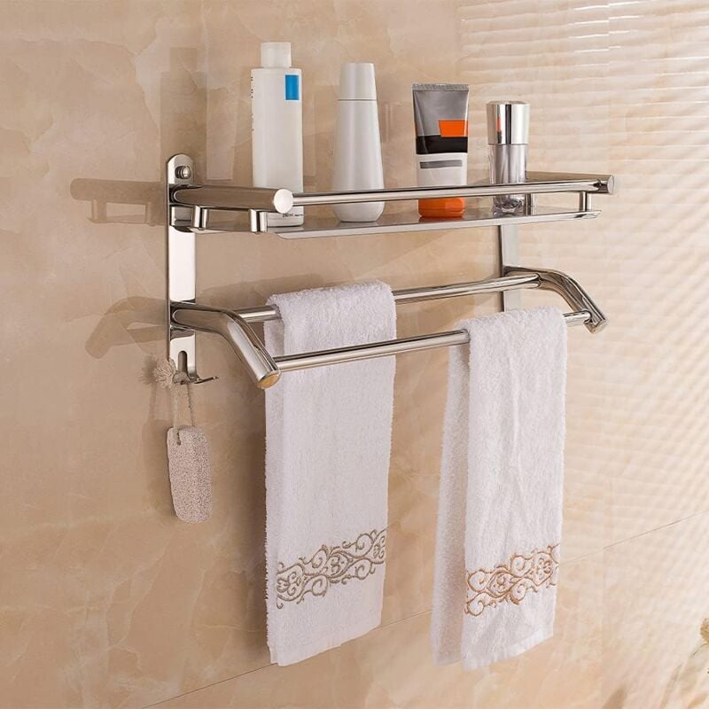 Gotrays - Porte Serviette Chromé étagère Serviette Barres Porte-Serviettes en Acier Inoxydable étagère Serviette Salle de Bain Porte Serviettes avec