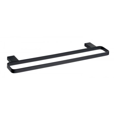Porte-serviette double en laiton noir NERO 50 x13,2 x2 cm