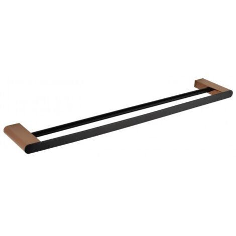 Porte-serviette double GALLA en laiton noir et doré 60 x10,4x2 cm