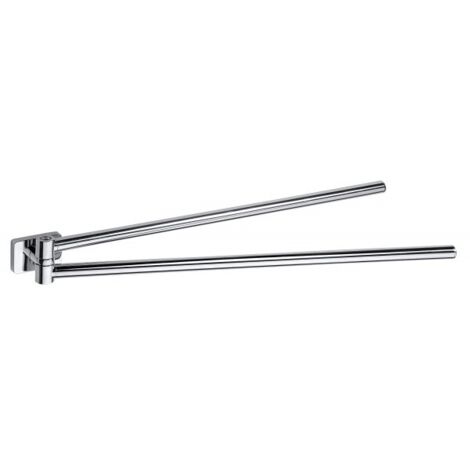 Porte-serviette double pivotant mural en alliage de zinc poli NIKI 47,5 x5,3 x5 cm