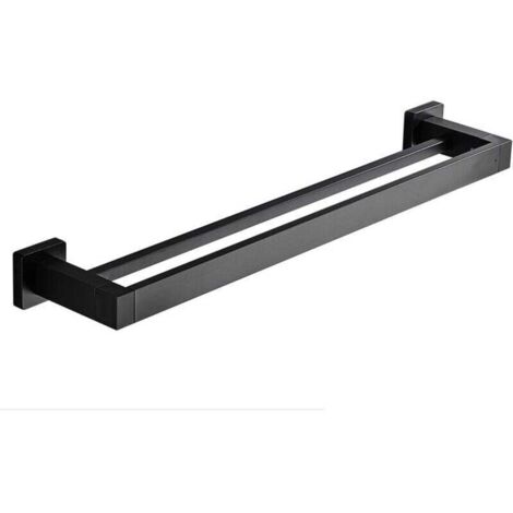 Porte Serviette Double Salle de Bain, Noir Barre Porte Serviette Mural, Porte Essuie Salle de Bain en Acier Inoxydable Porte Torchon Cuisine Support de Serviettes, 40cm