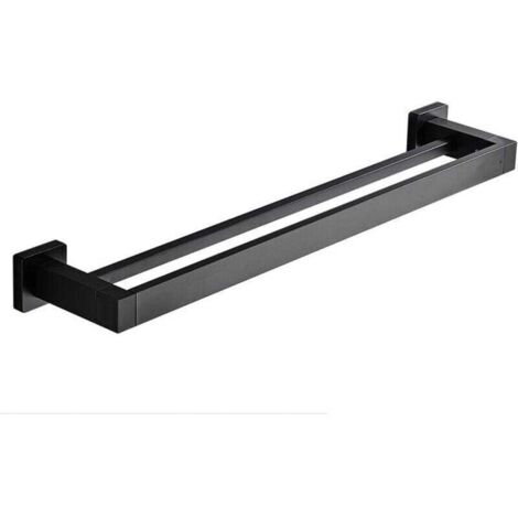 Porte Serviette Double Salle de Bain, Noir Barre Porte Serviette Mural, Porte Essuie Salle de Bain en Acier Inoxydable Porte Torchon Cuisine Support de Serviettes, 40cm