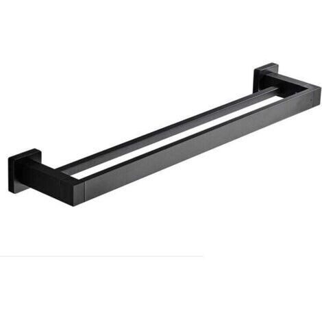 Porte Serviette Double Salle de Bain, Noir Barre Porte Serviette Mural, Porte Essuie Salle de Bain en Acier Inoxydable Porte Torchon Cuisine Support de Serviettes, 40cm