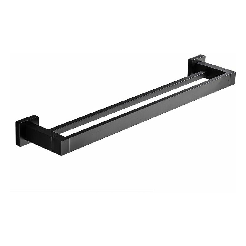 Ahlsen - Porte Serviette Double Salle de Bain, Noir Barre Porte Serviette Mural, Porte Essuie Salle de Bain en Acier Inoxydable Porte Torchon Cuisine