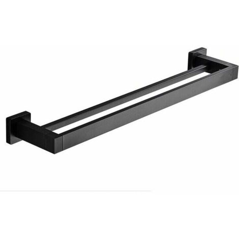Porte Serviette Double Salle de Bain, Noir Barre Porte Serviette Mural, Porte Essuie Salle de Bain en Acier Inoxydable Porte Torchon Cuisine Support de Serviettes, 40cm,390g