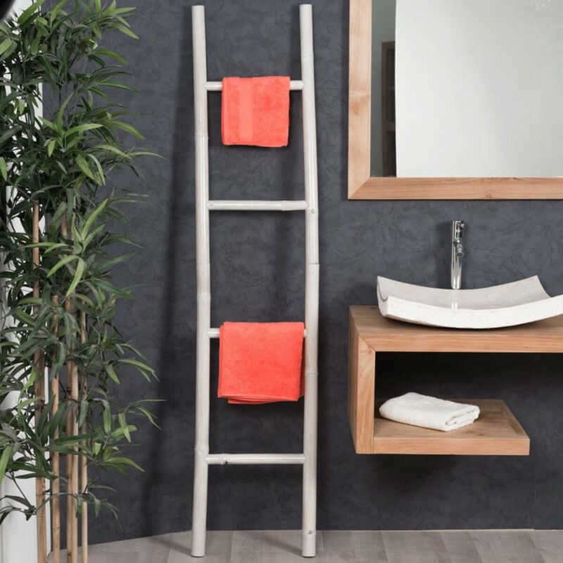 Porte serviette échelle blanc