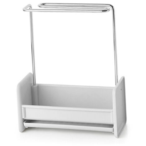 Porte-Serviette et Brosse de Cuisine en PP et Stainless Steel, Model S3, avec Emplacements Multifonction et Système Drainage Rapide