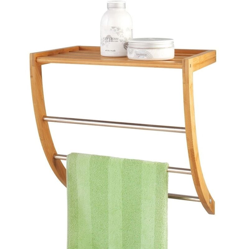 Zeller - Porte-serviette +étagère de salle de bain, 2 en 1