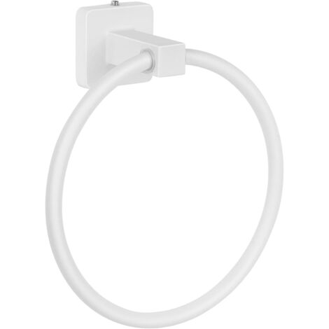 Porte-serviette mural en acier inoxydable SUS 304 avec matériel chromé pour salle de bain et cuisine (blanc)