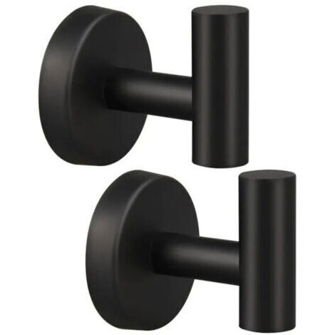 Porte-serviette mural perforé 2 pièces, modèle noir acier inoxydable pour salle de bain