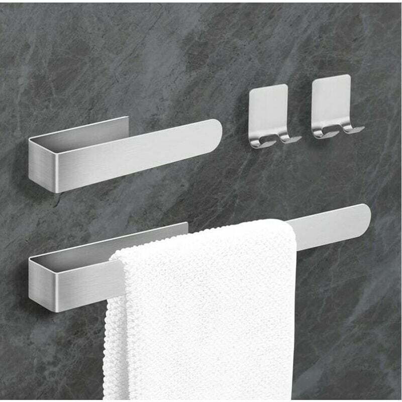 Porte-serviette mural pour salle de bain sans perçage, en acier inoxydable. Ce porte-serviette adhésif convient à une utilisation dans la salle de