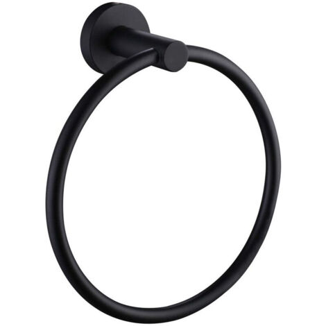 Porte Serviette Murale en 304 Acier Inoxydable Anneau Porte-Serviette pour Salle de Bain Cuisine Chambre Diamètre 16cm Noir