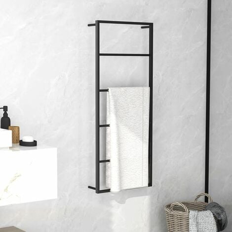 WERWING Porte-serviette Noir 45x10x115 cm Acier