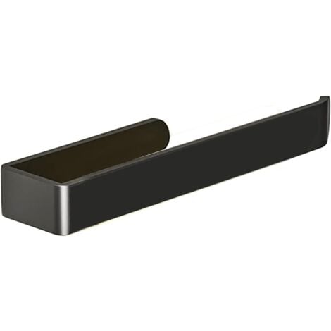 Porte Serviette Noir, Accroche Serviette Salle de Bain, Porte Torchon sans Perçage Noir, Auto-adhésif Porte Serviette Murale pour Salle De Bains ou Cuisine, Aluminium (Noir)
