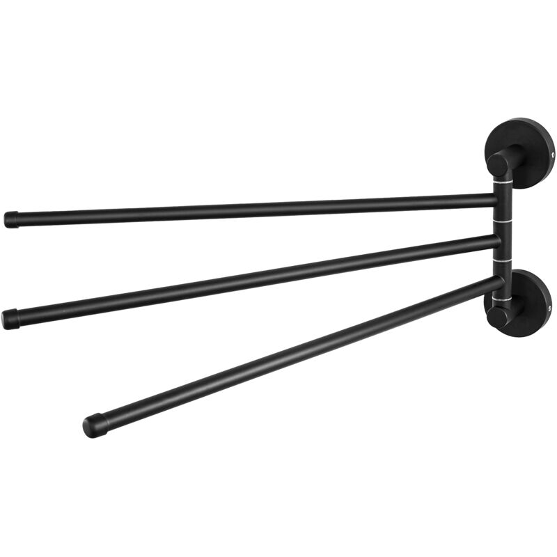 Auralum Max - Porte Serviette Pivotant avec 3 Barres de 40CM Porte-serviette Mural en Acier Inox pour Salle de Bain, Cuisine, Noir