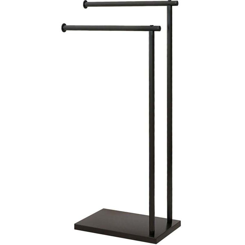 Porte-serviette Porte-serviettes sur pied en acier avec 2 barres support pour serviette 35,5l x 20P x 78H cm - noir