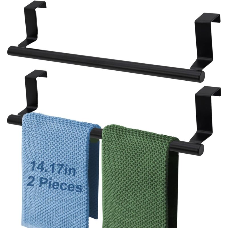 Lot de 2 porte-serviettes à suspendre à une porte de placard,36 cm barre porte-serviettes en acier inoxydable, coussinet de protection en mousse EVA