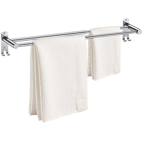 Porte Serviette Rétractable 50-90 Cm Seche Serviette Double Porte-Serviettes Réglable en Acier Inoxydable Barre Porte-Serviet