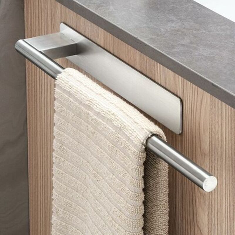 Porte Serviette Salle de Bain Adhésif Porte-Serviettes Mural sans Percage Support de Serviettes en Acier Inoxydable pour Toilettes Cuisine Argent