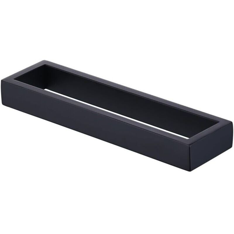 Porte Serviette Salle de Bain Anneaux Porte-Serviettes Porte Serviette Murale Acier Inoxydable Style Contemporain Noir Mat, 24.5x7.5x3cm