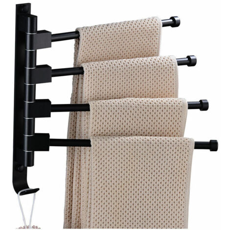 Porte Serviette Salle de Bain avec 4 Barres Pivotantes,Inoxydable Support Serviette Murale SècheServiettes