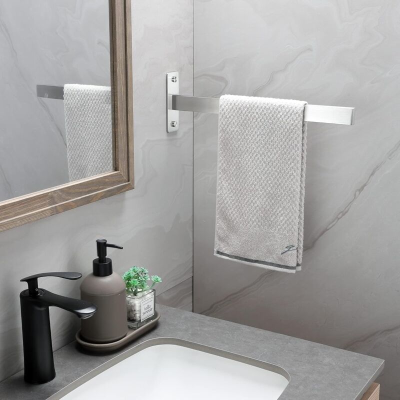 Linghhang - Porte Serviette Salle de Bain Double Porte-Serviettes Murale Brossé en Acier Inoxydable Argent pour Salle de Bain, Cuisine