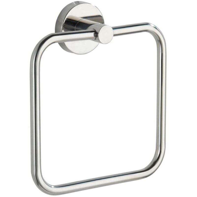 Porte Serviette Salle de Bain mural, Anneau porte serviettes Bosio Shine, acier inox, 16x18x5 cm, brillant