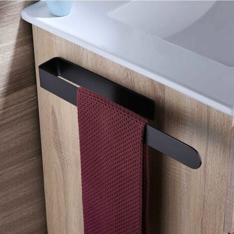 Porte Serviette Salle de Bain Noir Barre de Serviette en Acier Inoxydable Porte-Serviette Adhesif, 37cm