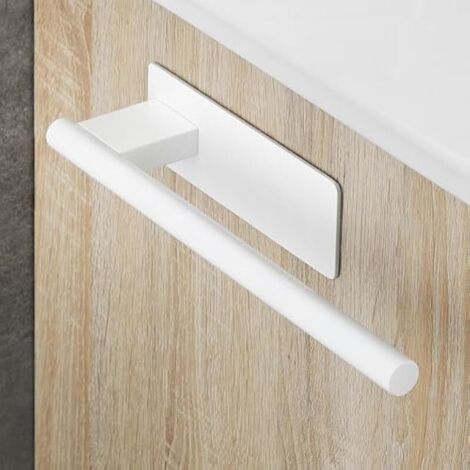 Porte Serviette Salle De Bain sans Percage, Mural Porte-Serviettes Adhesif, Acier Inoxydable Support de Serviettes, Towel Rail Holder Brossé Blanc