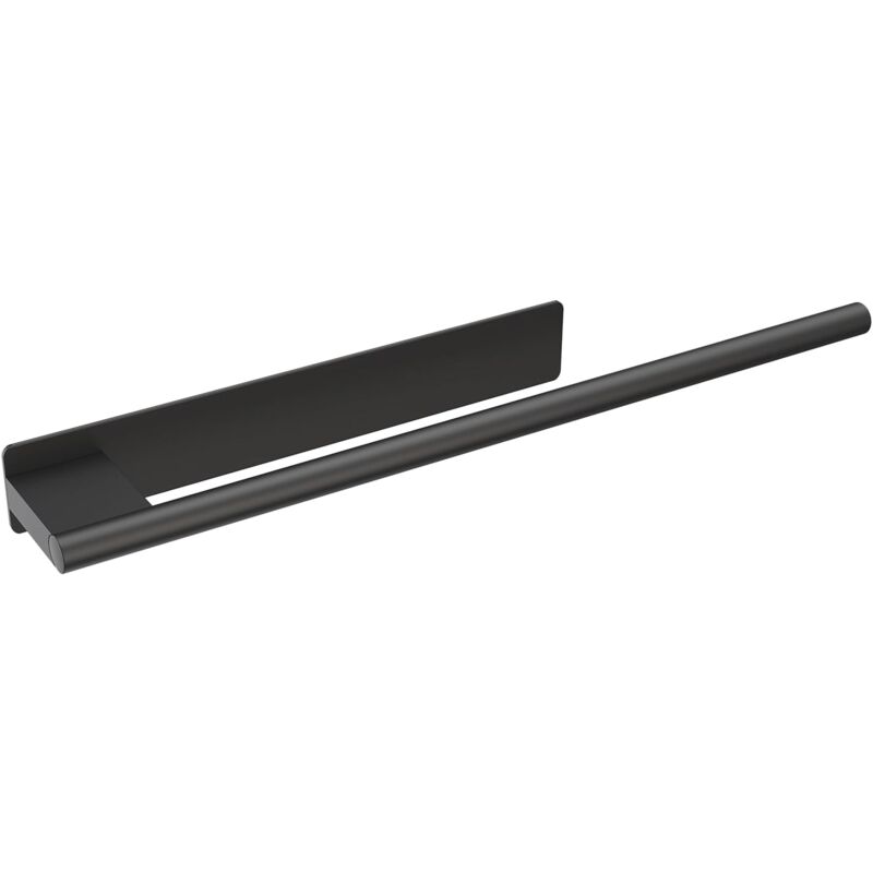 Porte Serviette Salle de Bain sans Perçage, Porte-Serviettes Mural en INOX, Adhésif 3M, 39 CM, Noir