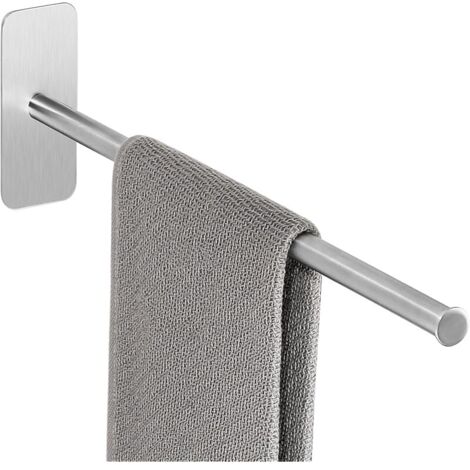 Porte Serviette sans Perçage pour Salle de Bain, Support Serviette Auto-Adhésif en SUS304 Acier Inoxydable, Barre Simple Design Minimaliste pour Salle de Bain Toilette Cuisine, 40CM Brossé