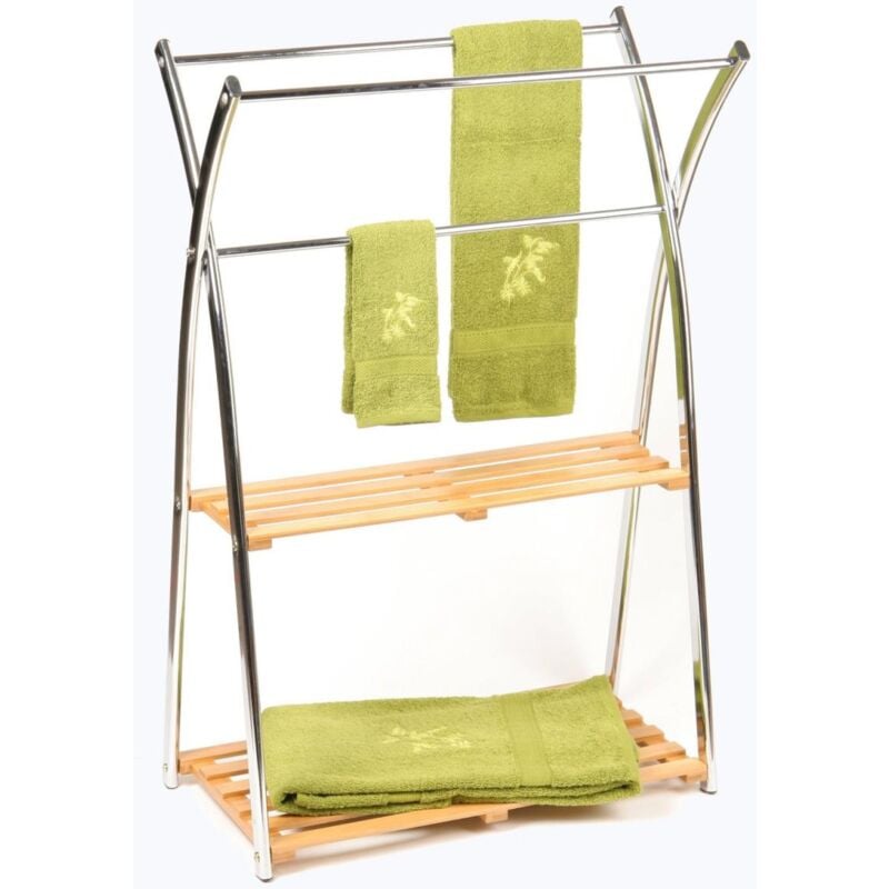 5five Simply Smart - Porte serviettes en bambou avec 2 étagères