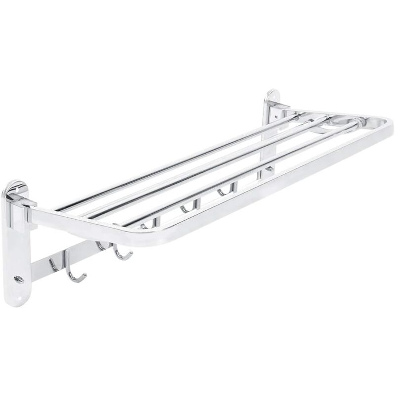 Rapanda - Porte-serviettes pliable en acier inoxydable avec crochet pour salle de bain, 56,4 x 23,6 x 17,5 cm