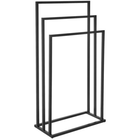 Porte Serviette sur Pied en Métal Noir 3 Bras
