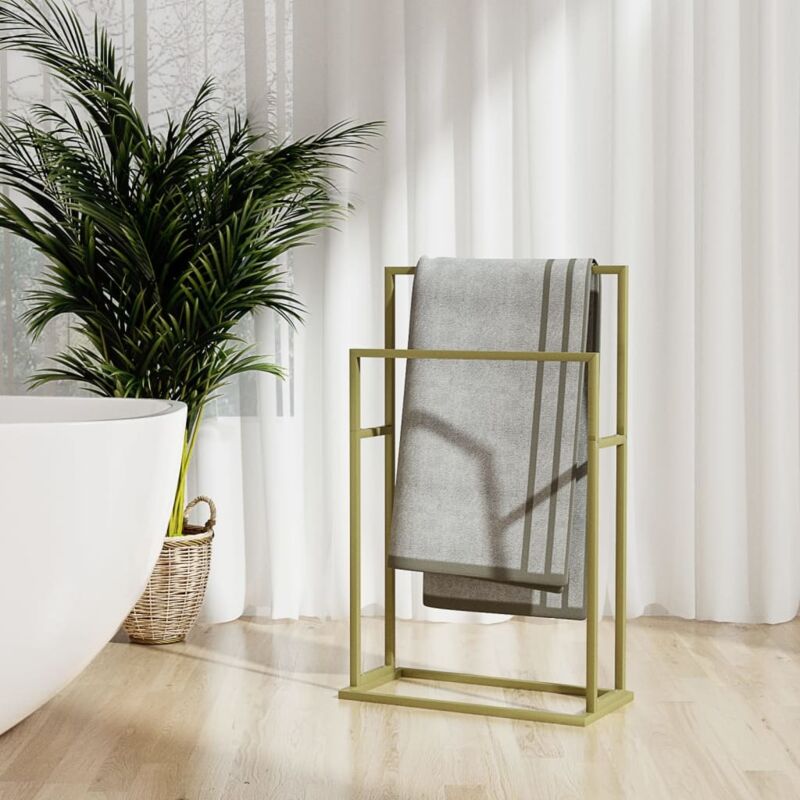 Porte-serviettes sur pied Doré 48x24x78,5 cm Fer