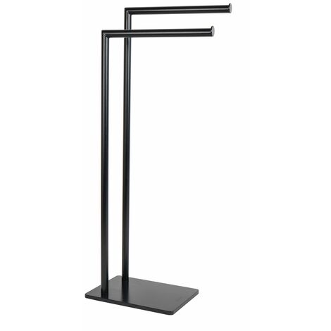 Porte-serviette sur pied noir mat en acier verni mod. zero black